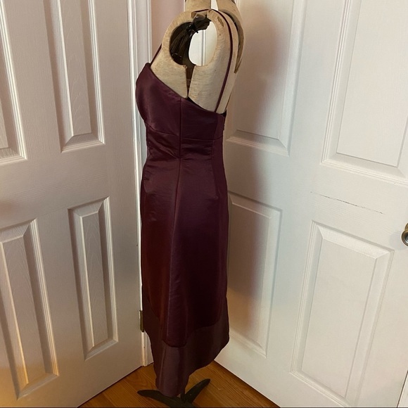 WToo Burgundy Taffeta A-line Empire Waist Knee Length Sleeveless Cocktail Dress - Picture 3 of 6